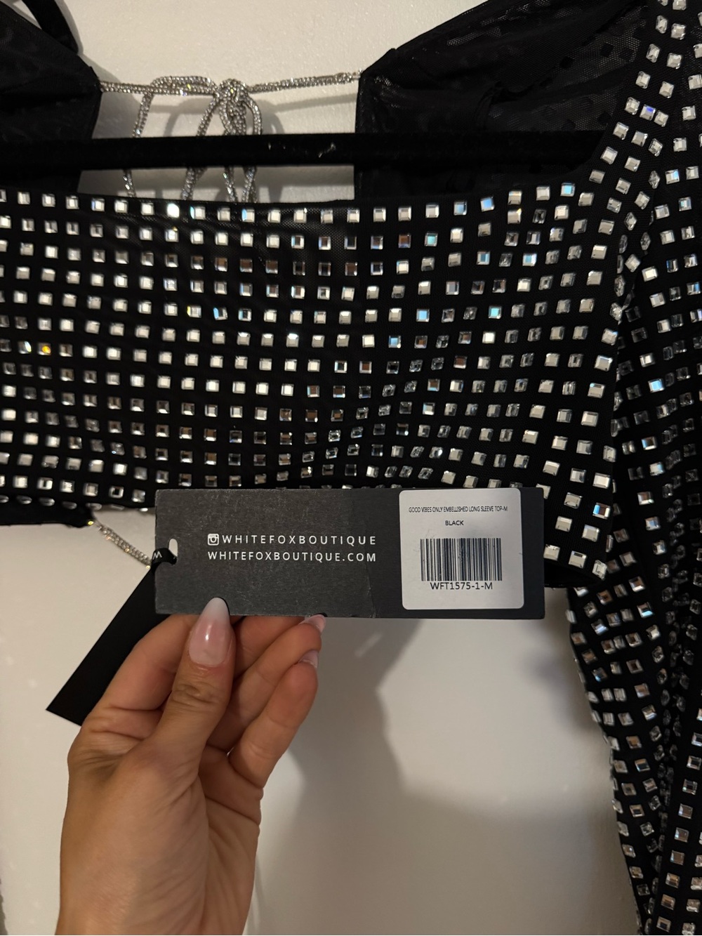 BNWT White Fox Boutique Black Embellished Two-Piece Set - Picture 7 of 8